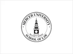 A black and white logo of mercer university.